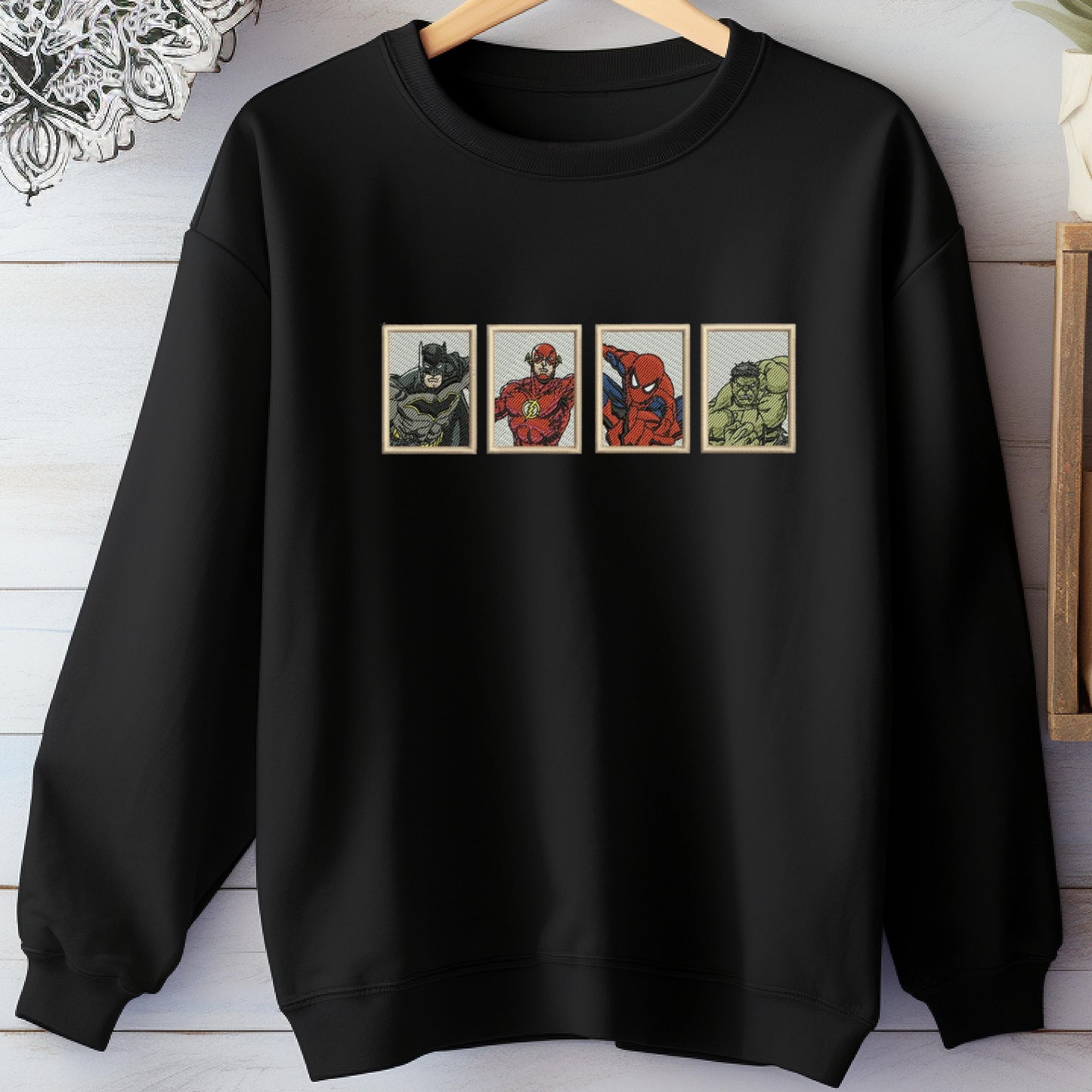 4 Superheros Black Sweatshirt