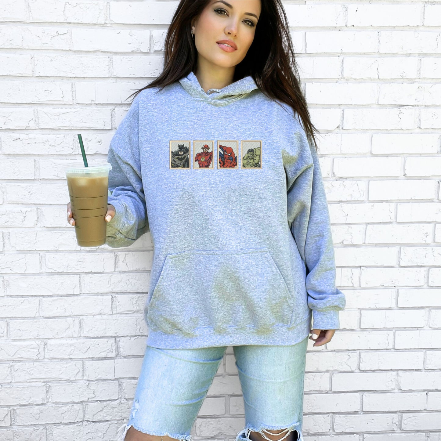 4 Superheros Grey Hoodie