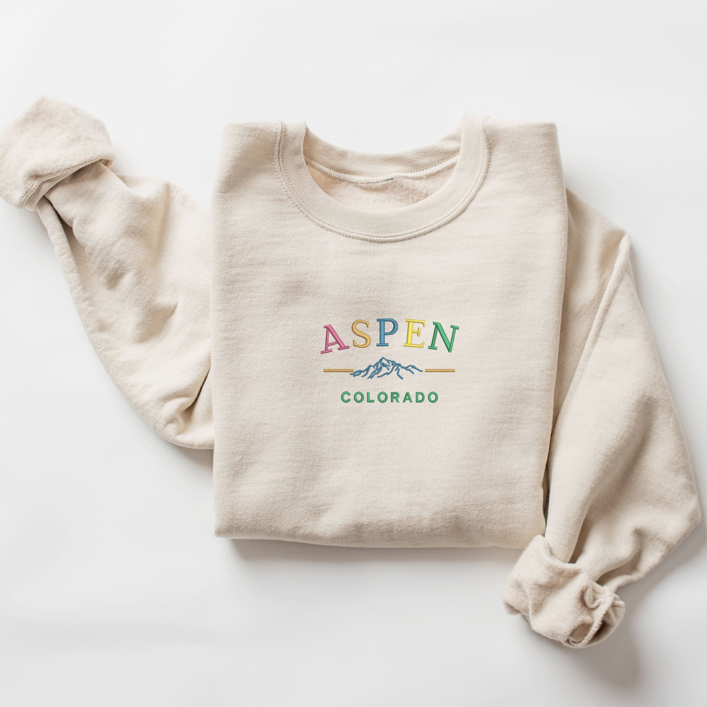 Aspen Colorado Typography Sand Sweatshirt