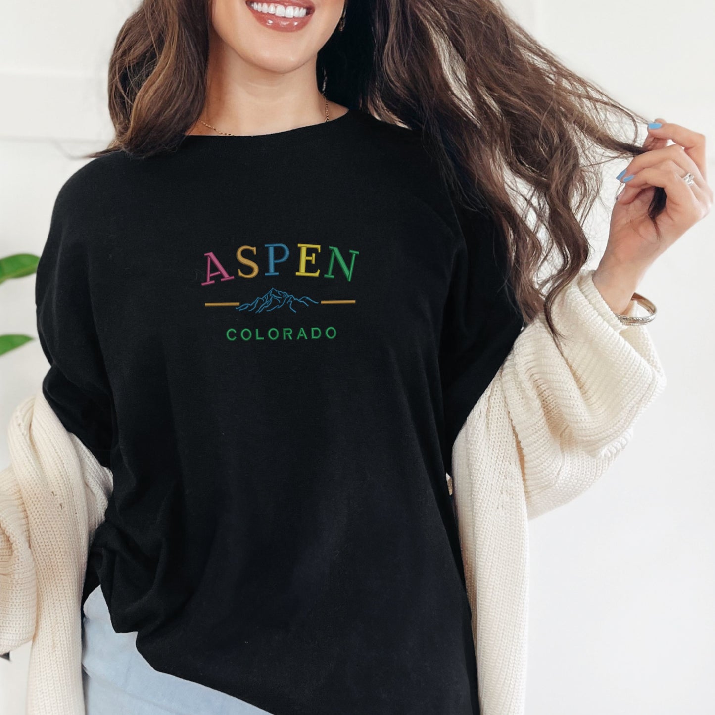 Aspen Colorado Typography Black T-Shirt