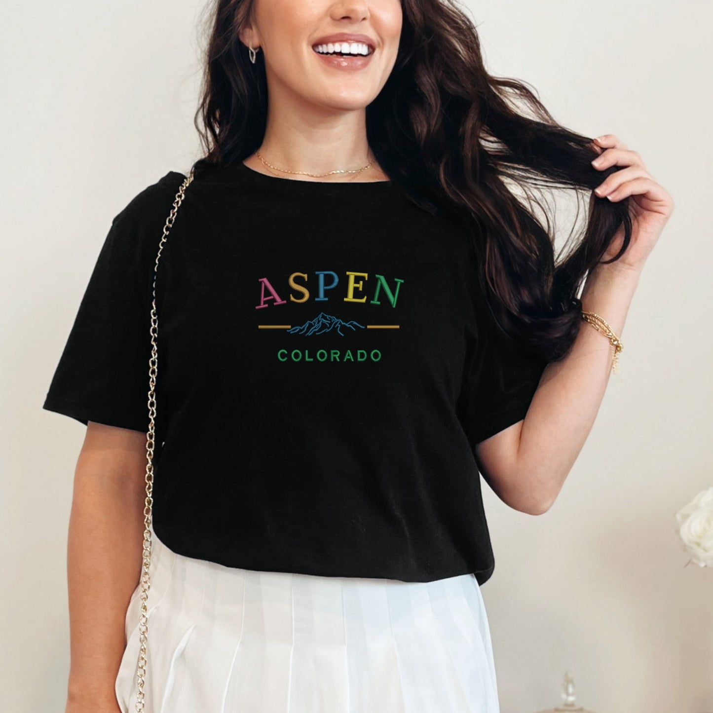 AspenColorado Typography Black T-Shirt