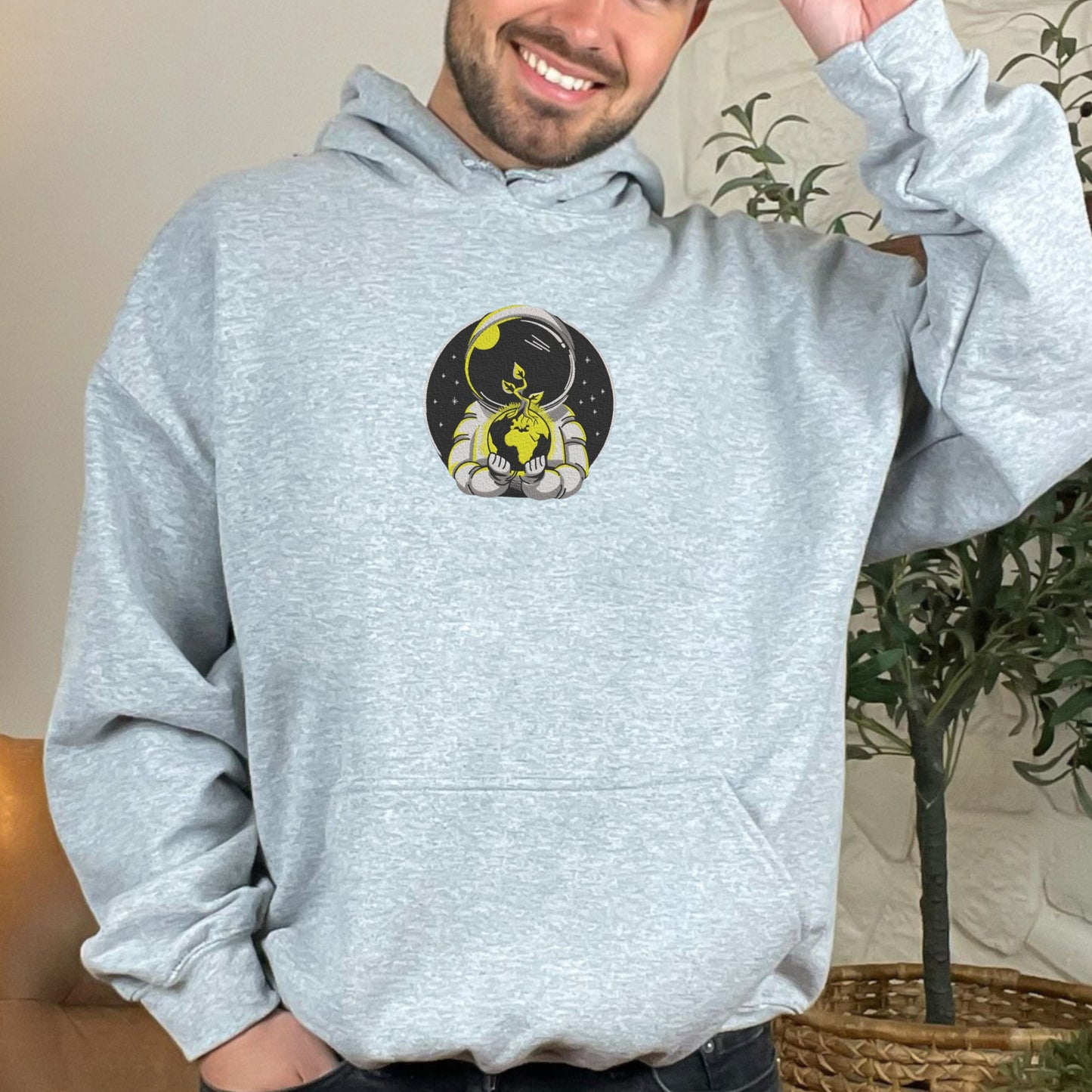 Astronaut Space and Earth Grey Hoodie