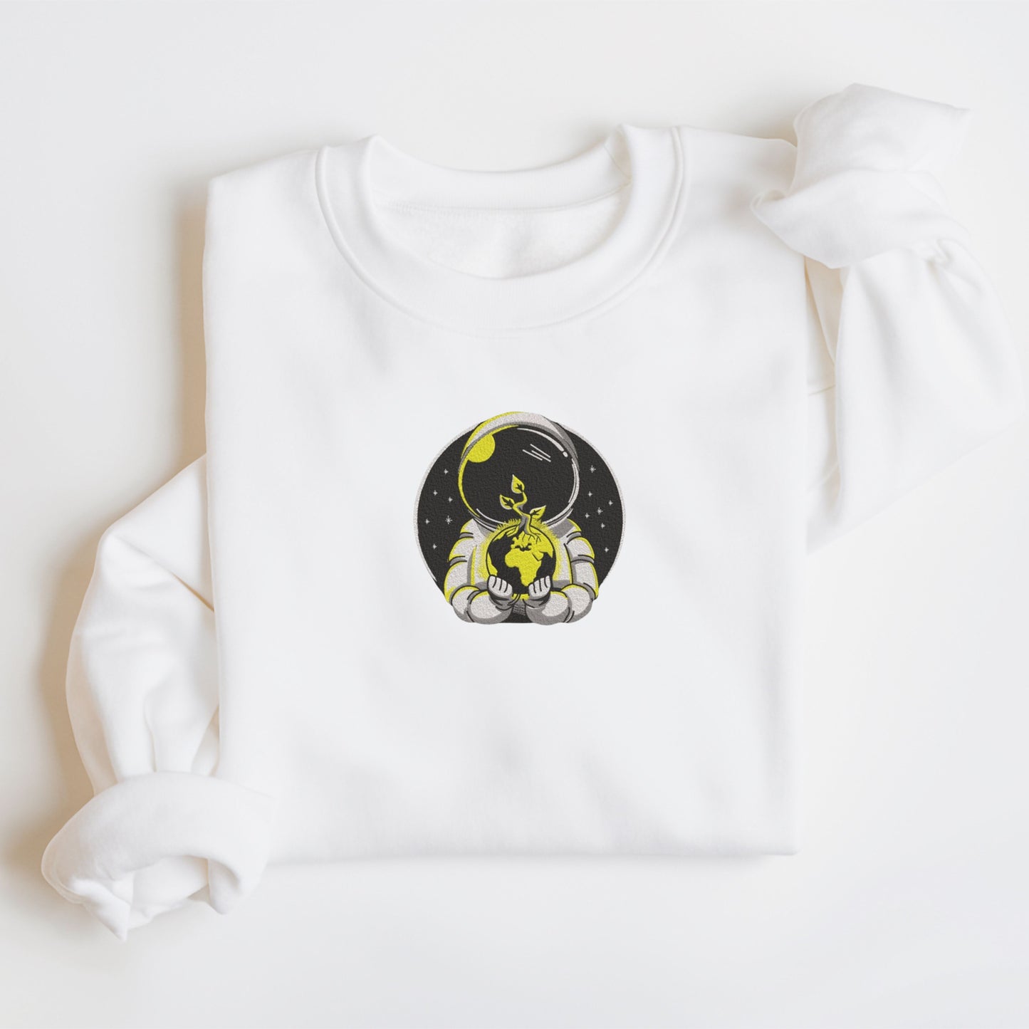 Astronaut Space and Earth White Sweatshirt