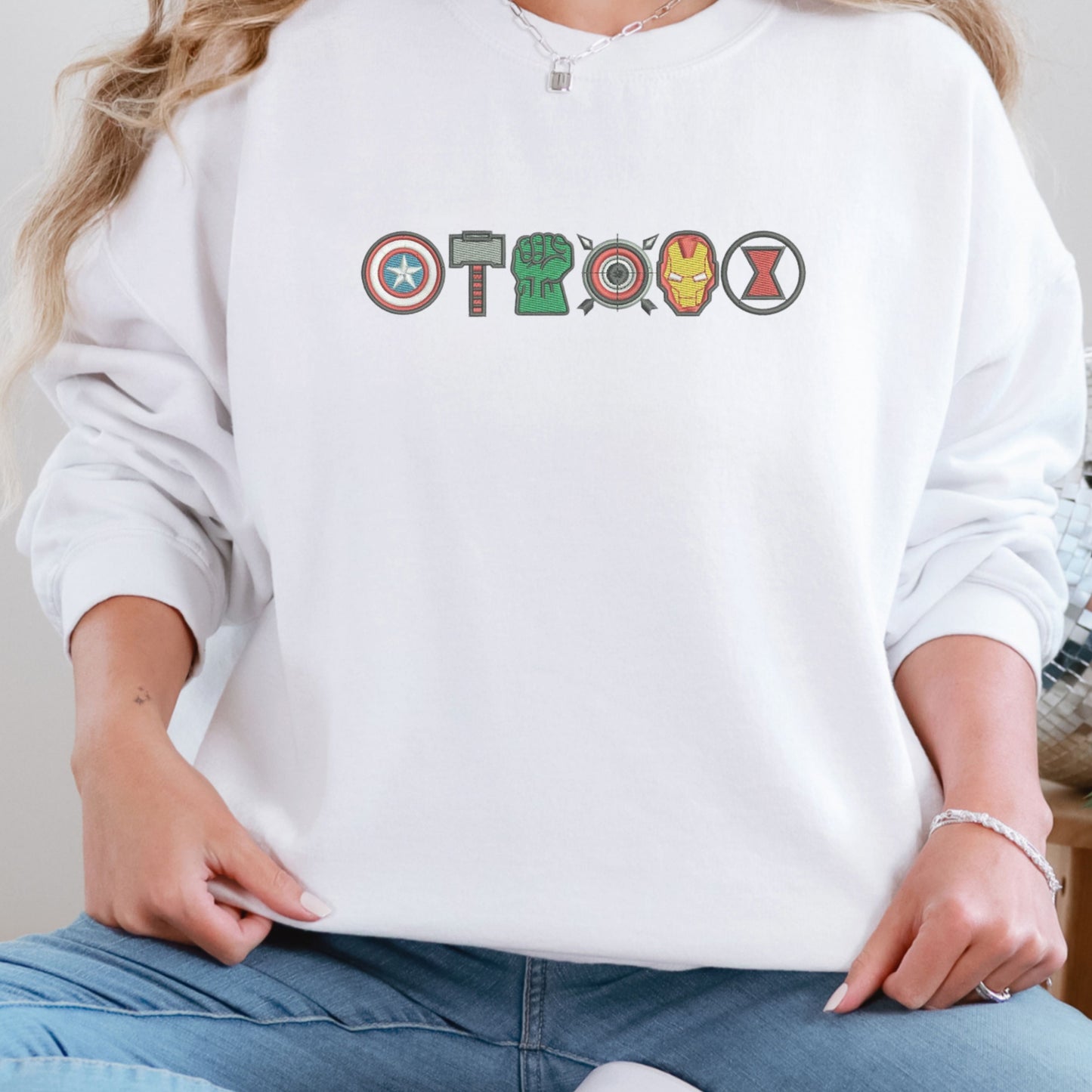 Avenger Icons White Sweatshirt