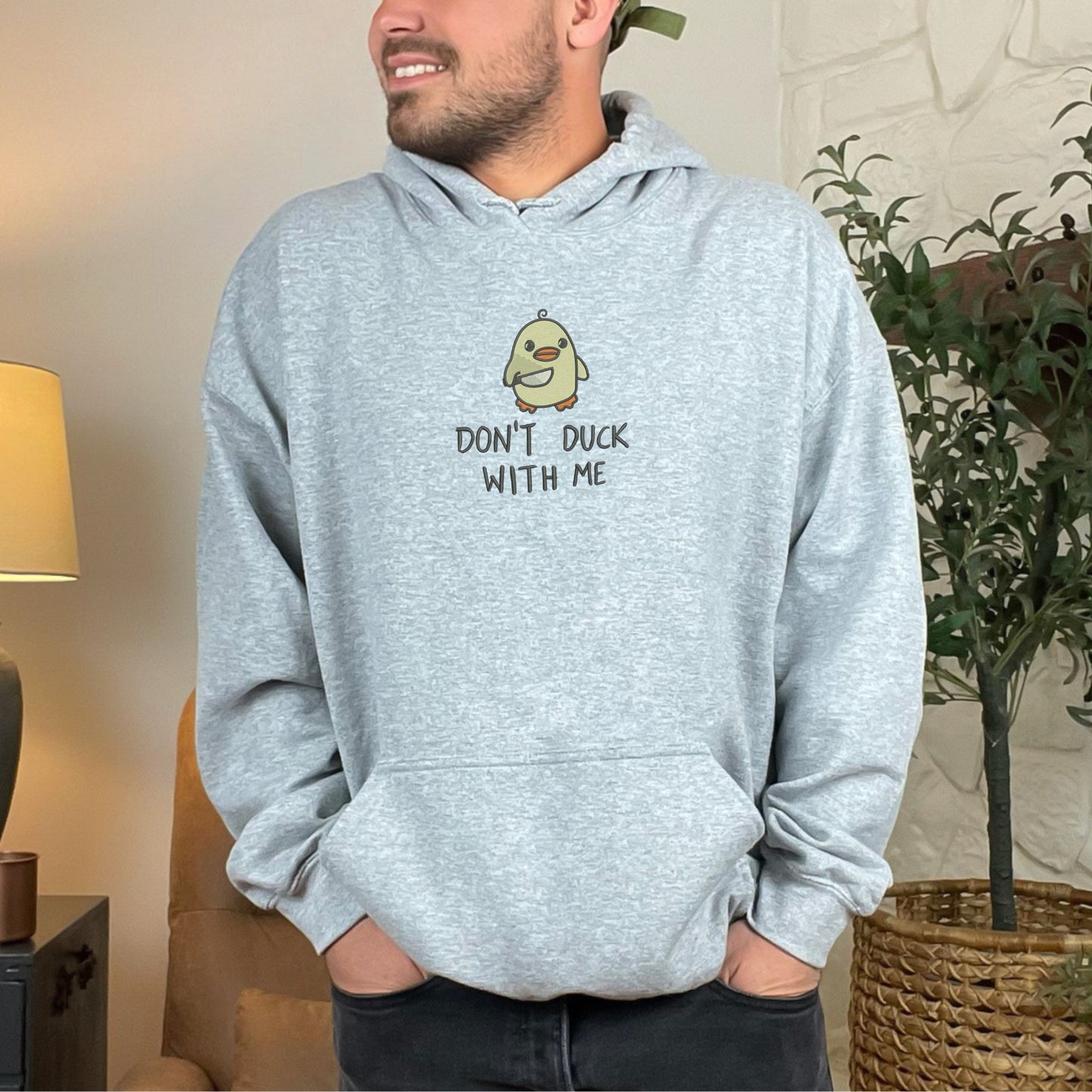 Don't Duck With Me Grey Hoodie