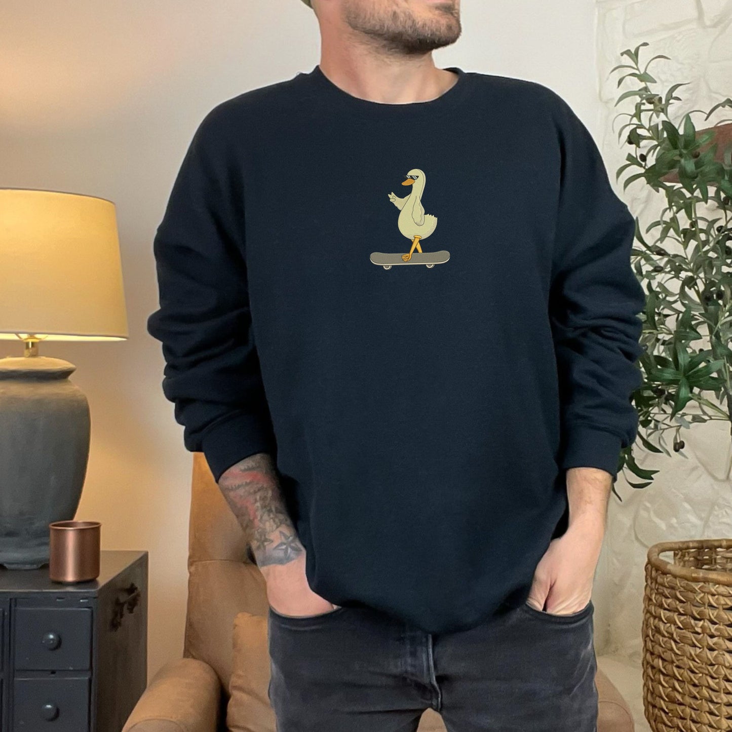 Duck Skateboard Black Mens Sweatshirt
