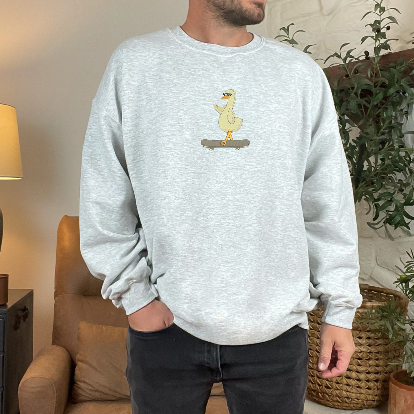 Duck Skateboard Grey Men's Sweatshirt