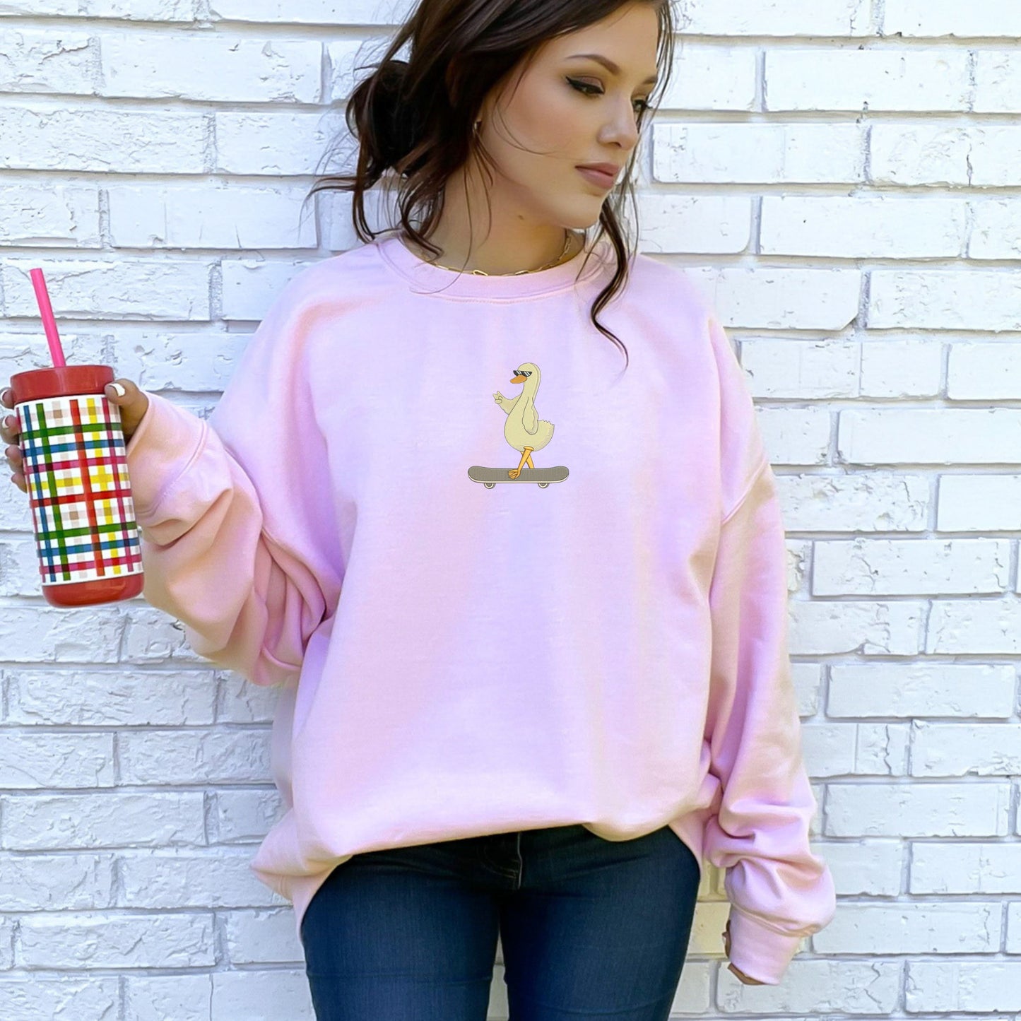 Duck Skateboard Light Pink Sweatshirt