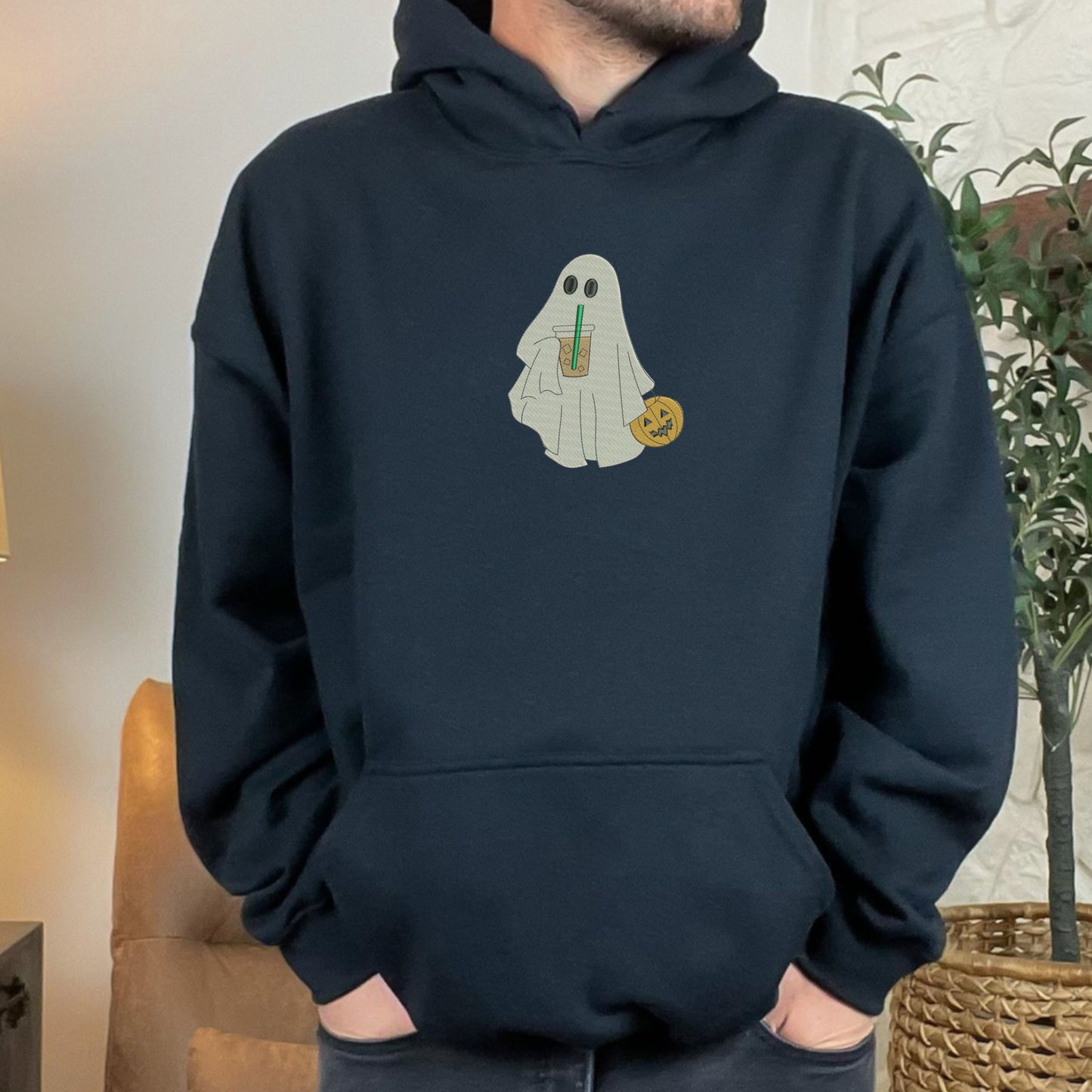 Ghost Sipping Drink Black Hoodie