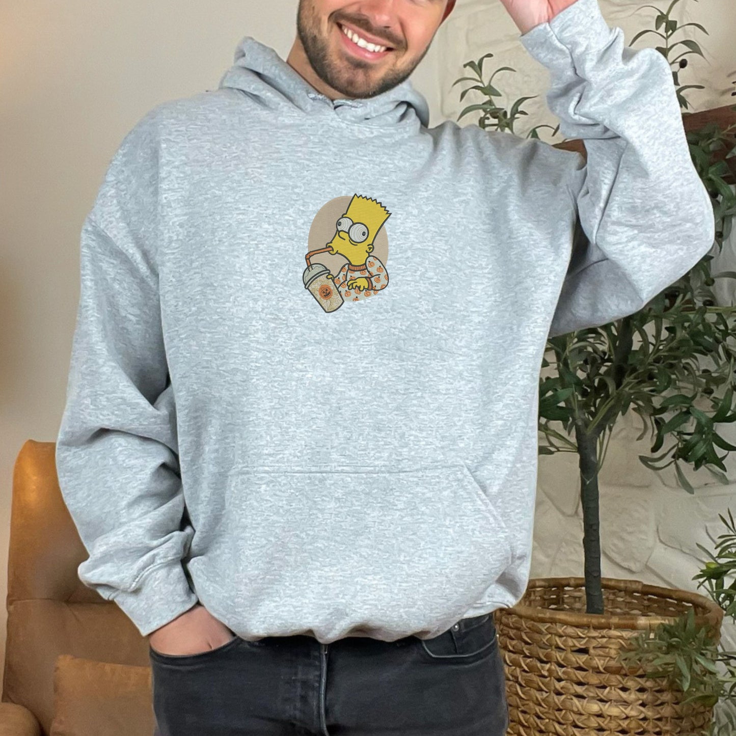 Halloween Bart Simpson Drink Grey Hoodie