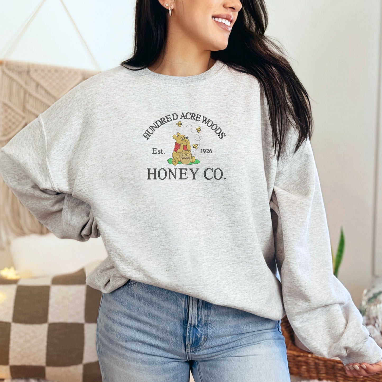 HoneyPooh Embroidery Grey Sweatshirt