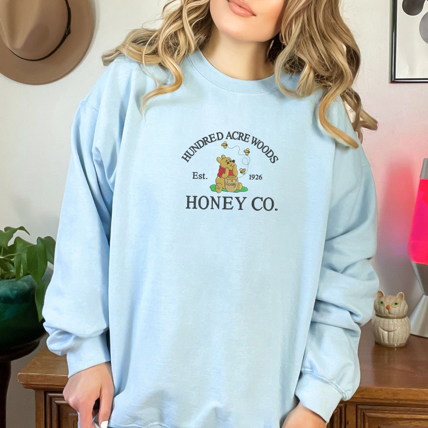 HoneyPooh Embroidery Light Blue Sweatshirt