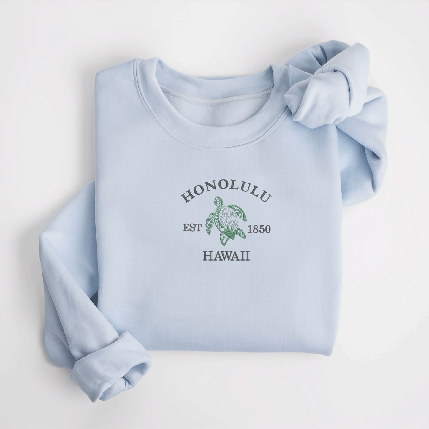 Honolulu Hawaii Typography Light Blue Sweatshirt