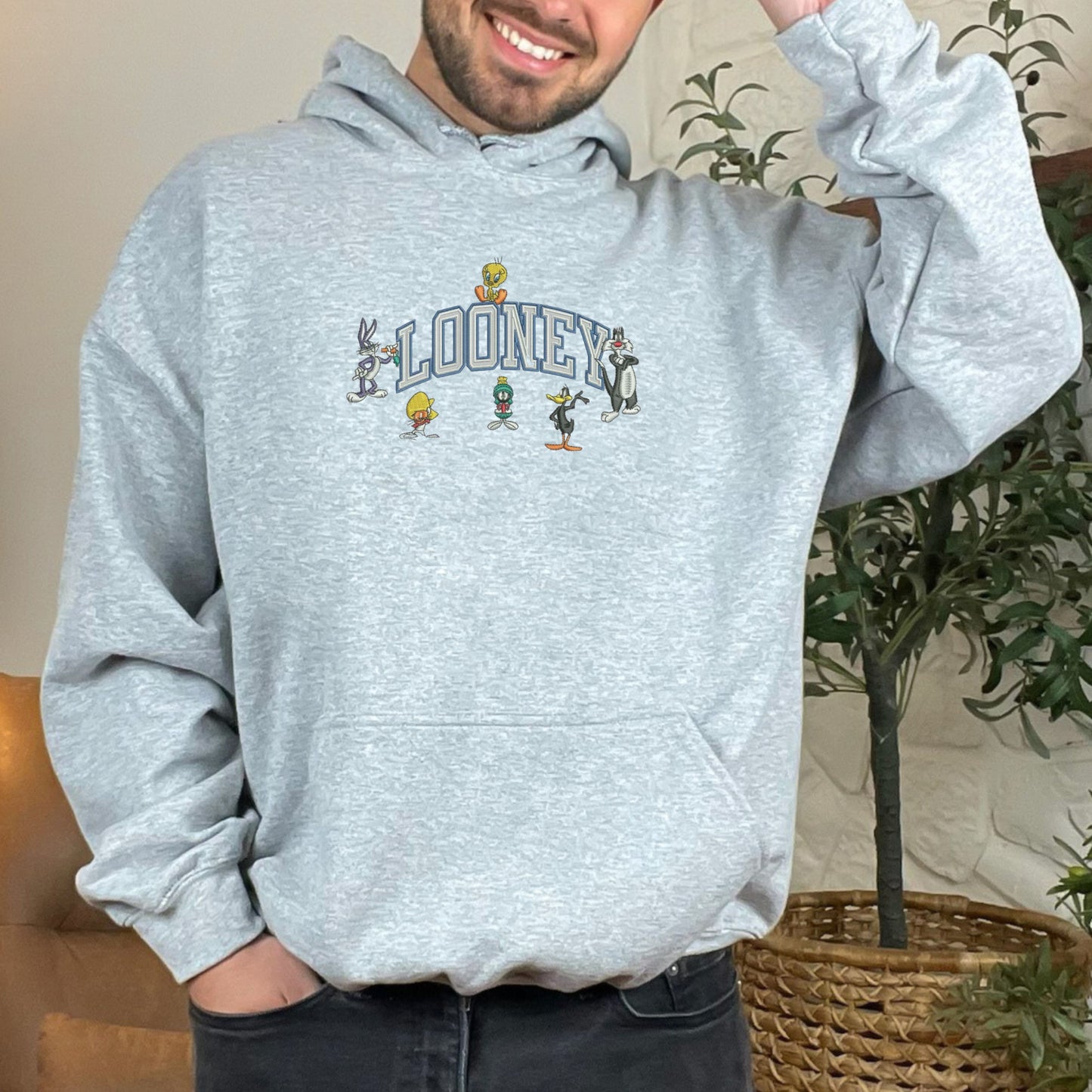 Looney Text Grey Hoodie