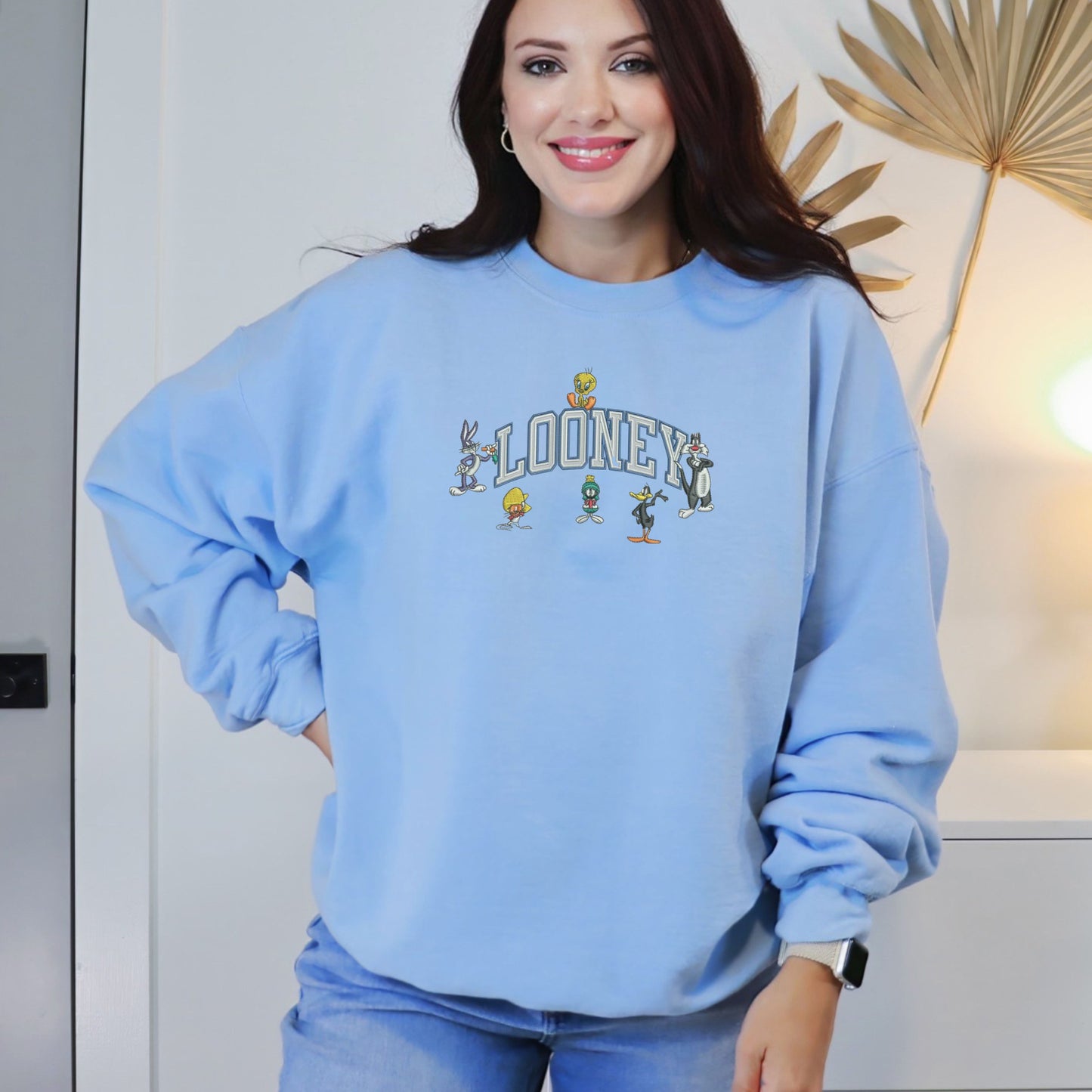 Looney Text Light Blue Sweatshirt
