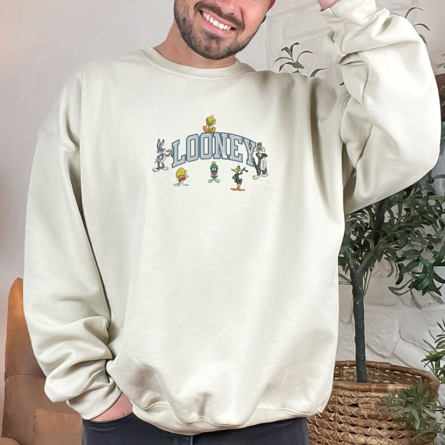 Looney Text Sand Men's Sweatshirt