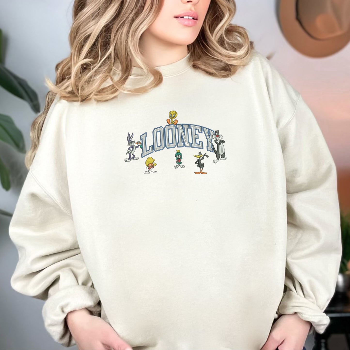 Looney Text Sand Woman's Sweatshirt