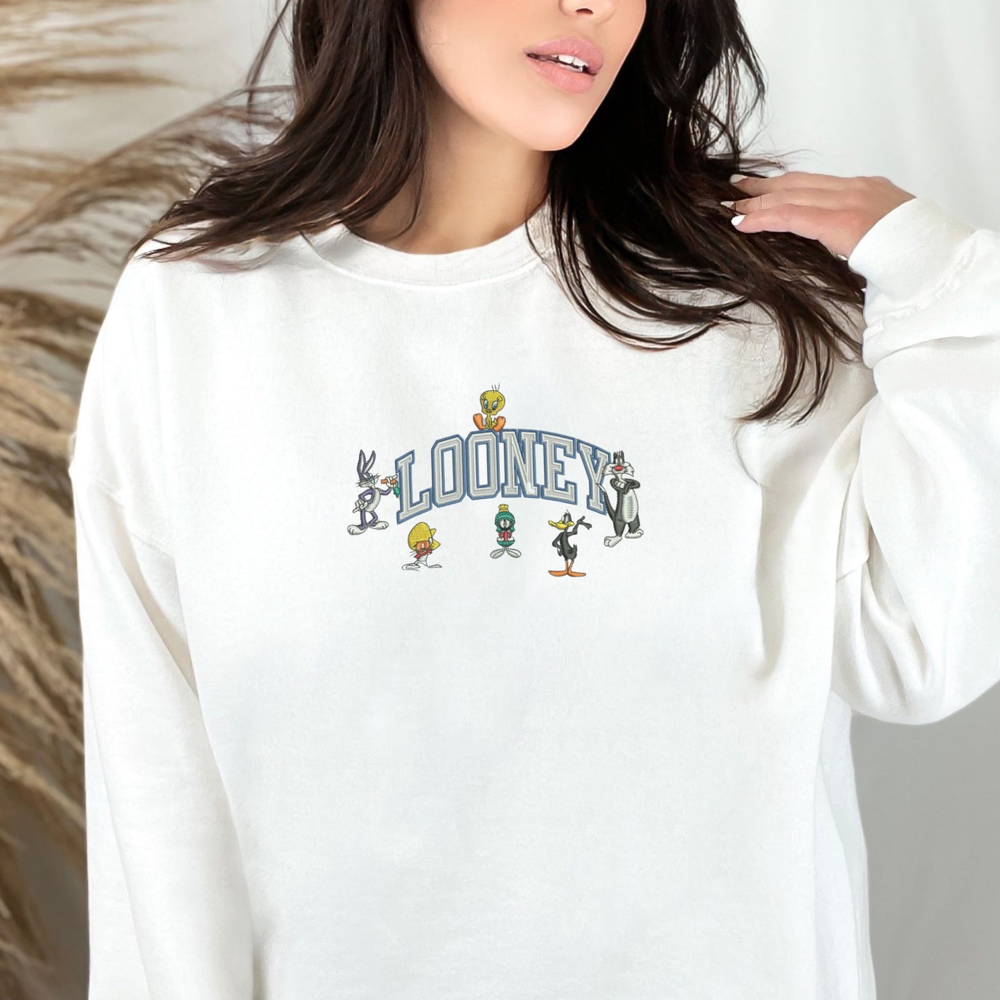 Looney Text White Sweatshirt