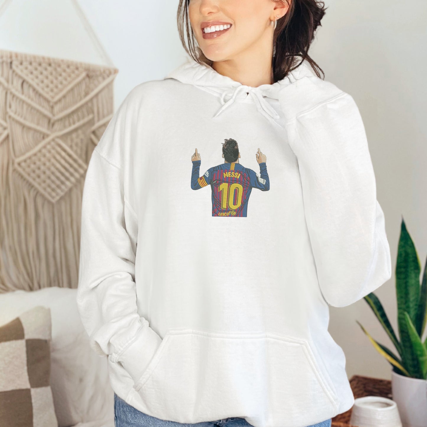 Messi White Hoodie