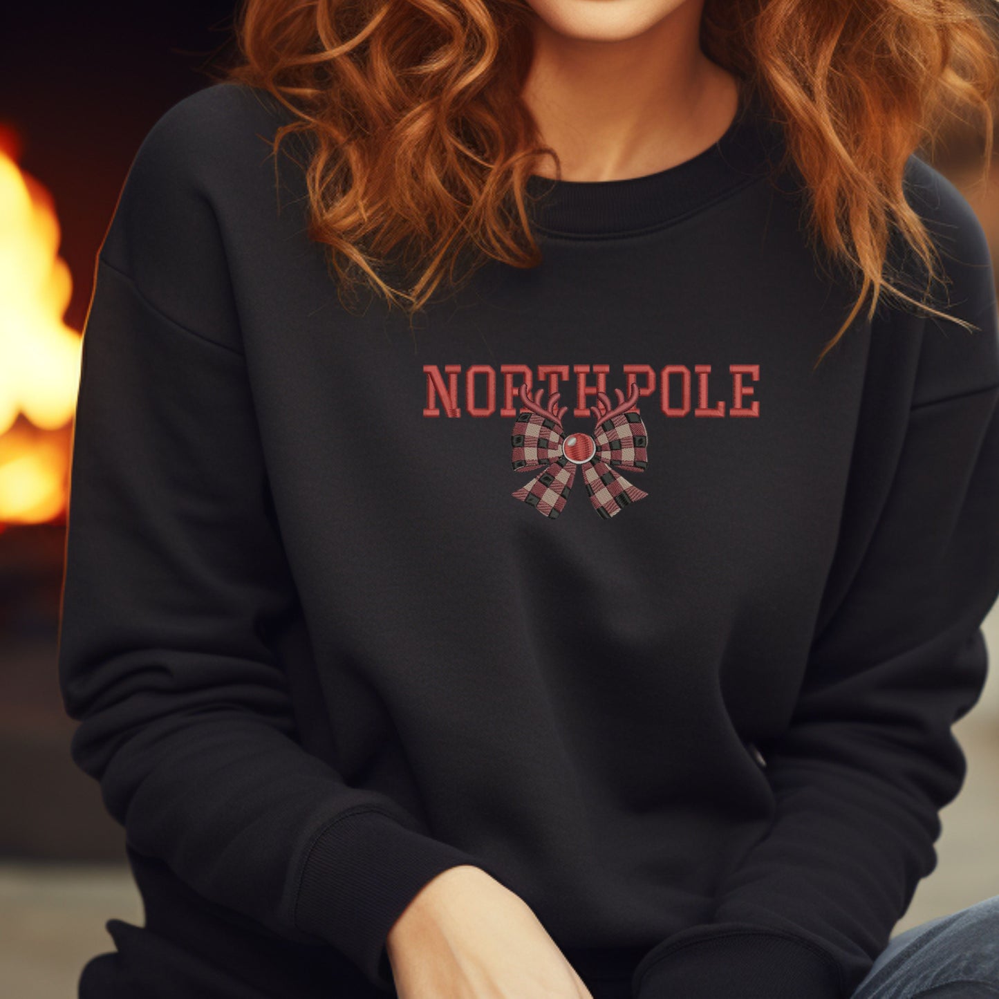 North Pole Ribbon Black Sweatshirt