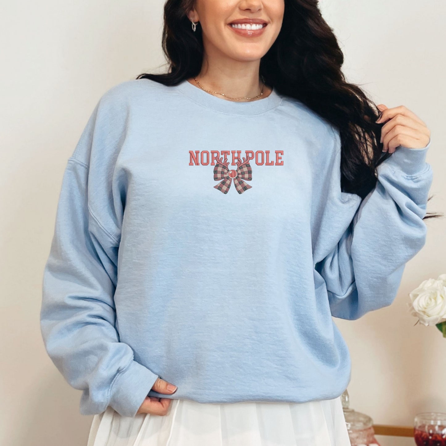 North Pole Ribbon Light Blue Sweatshirt