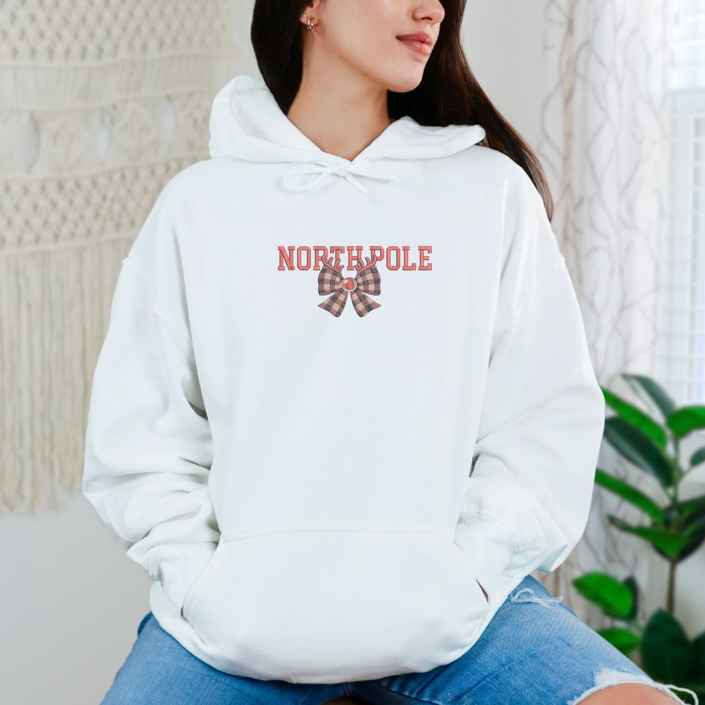 North Pole Ribbon White Hoodie