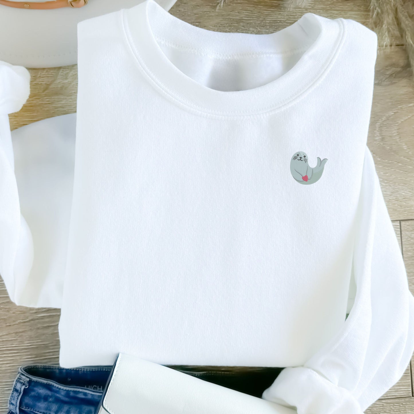 Sea Lion Love White Sweatshirt