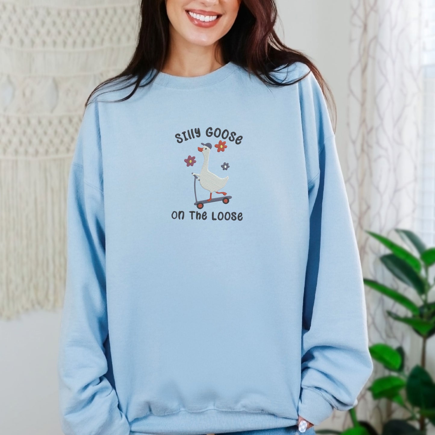 Silly Goose Skateboard Light Blue Sweatshirt