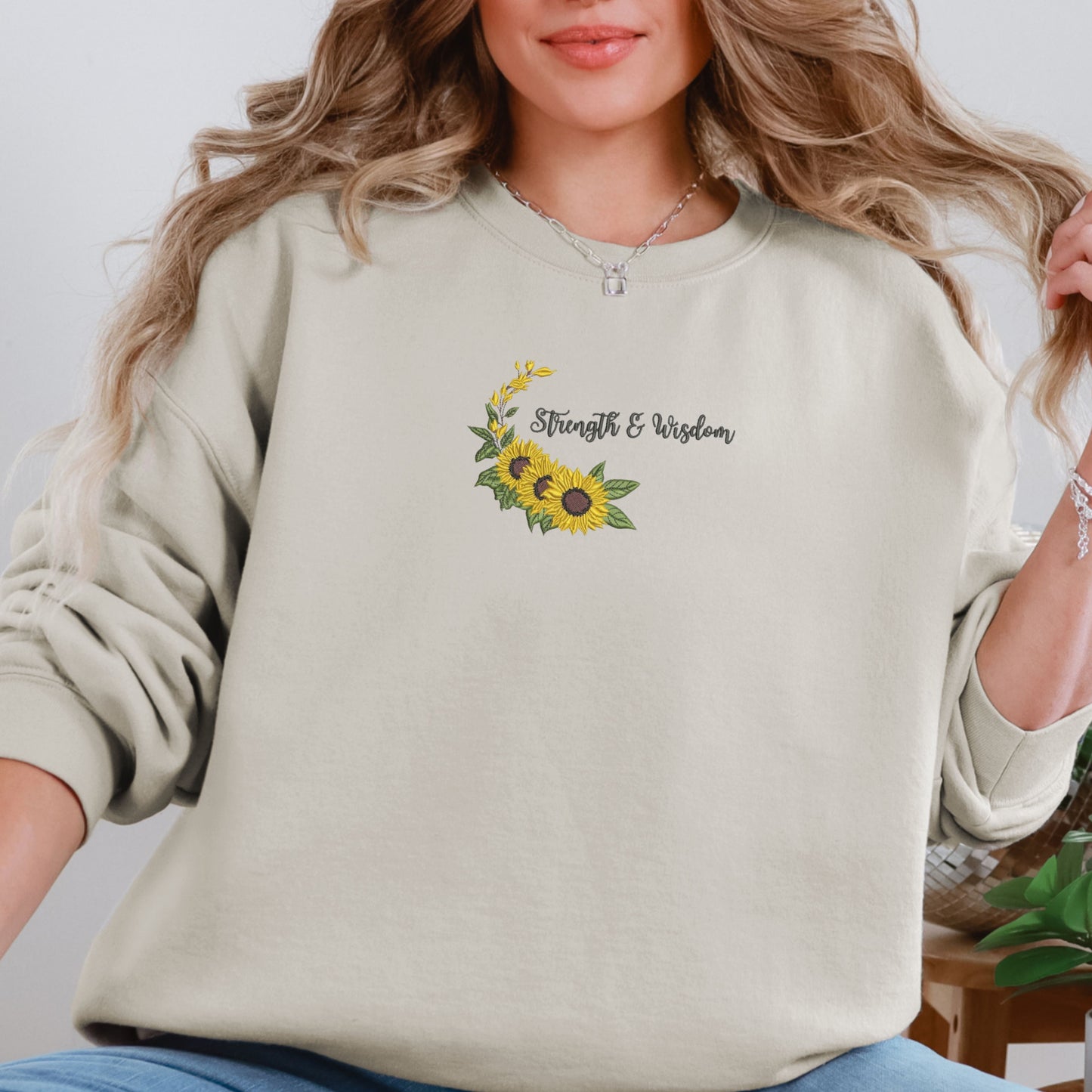 Strength Wisdom Text Sand Sweatshirt