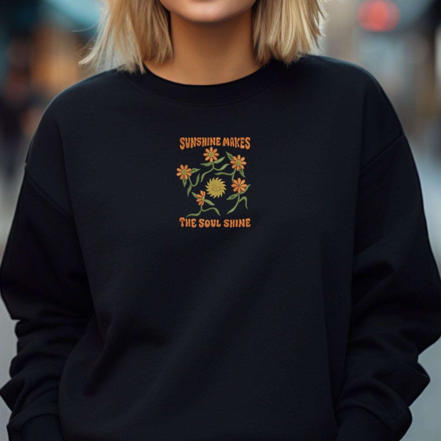 Sunshine Makes The Soul Shine Black Sweatshirt