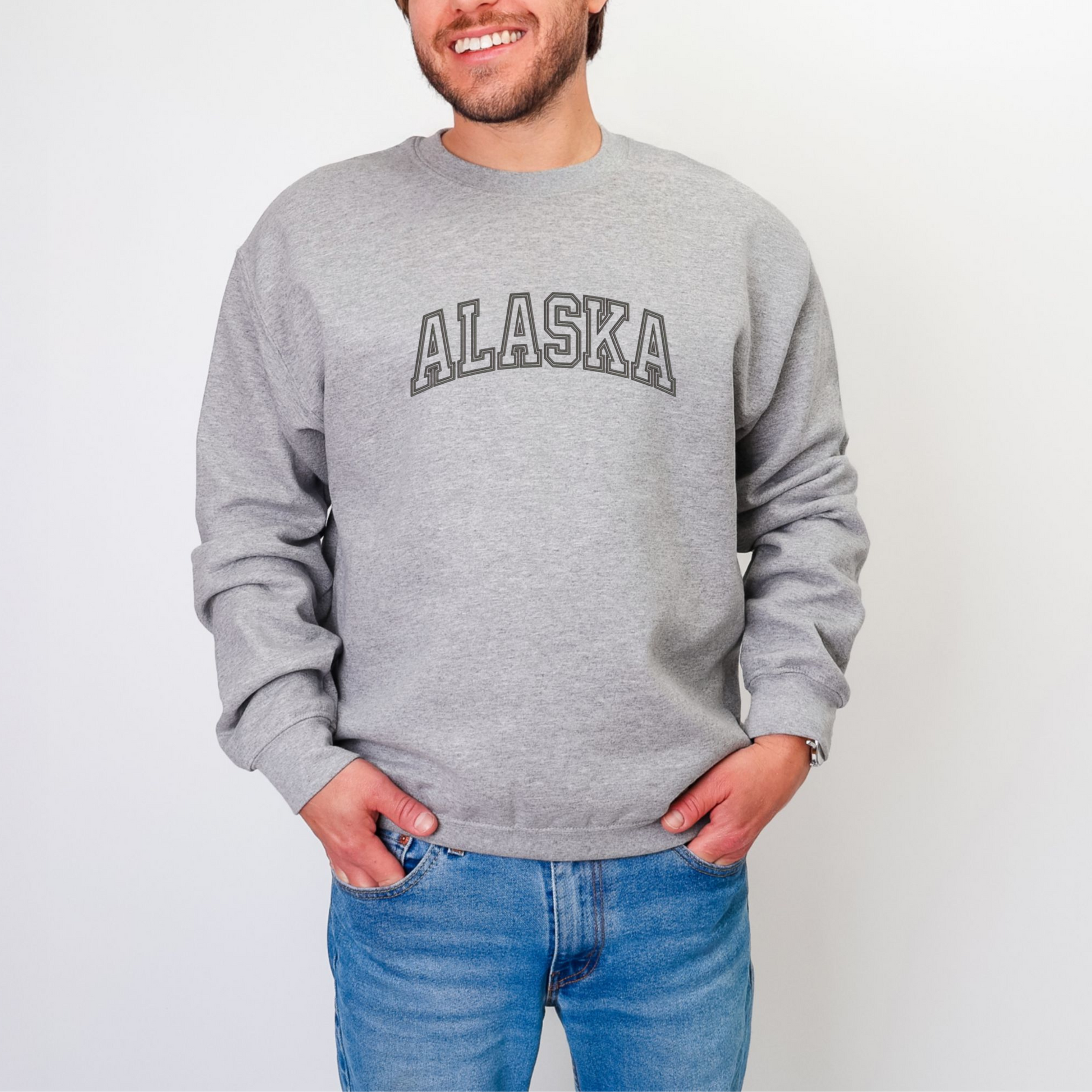 Alasaka Text Mens Grey Sweatshirt