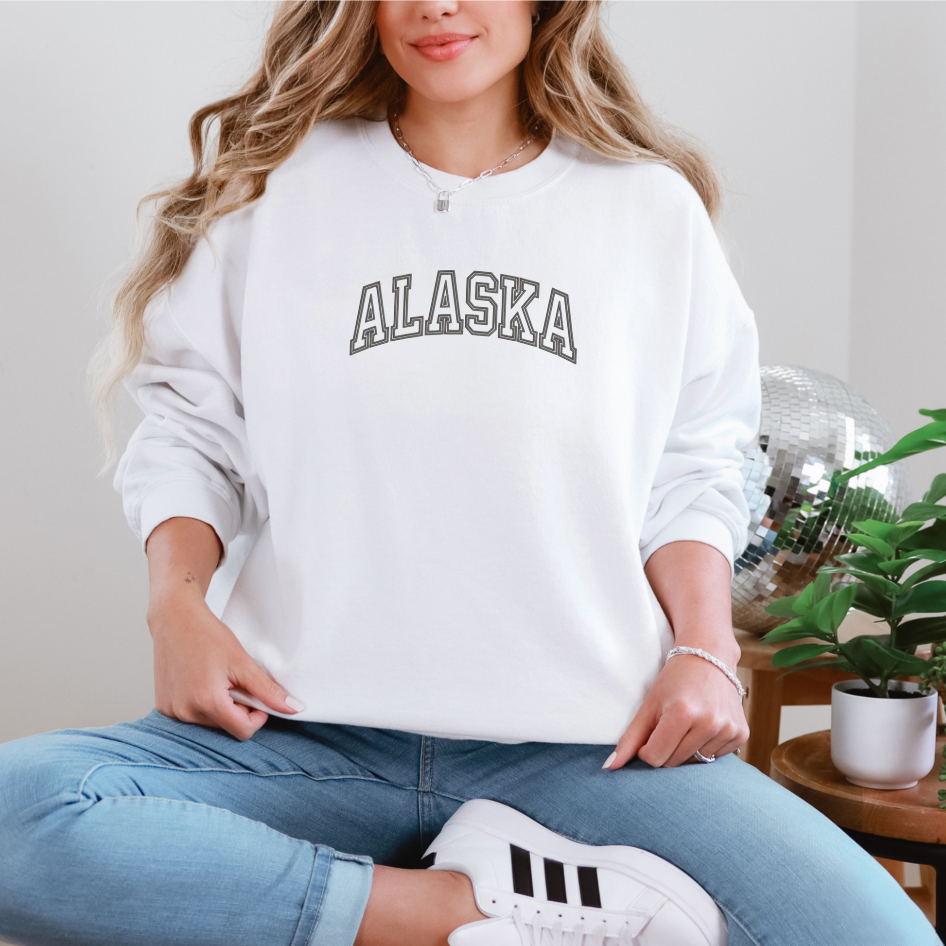 Alaska Text White Sweatshirt