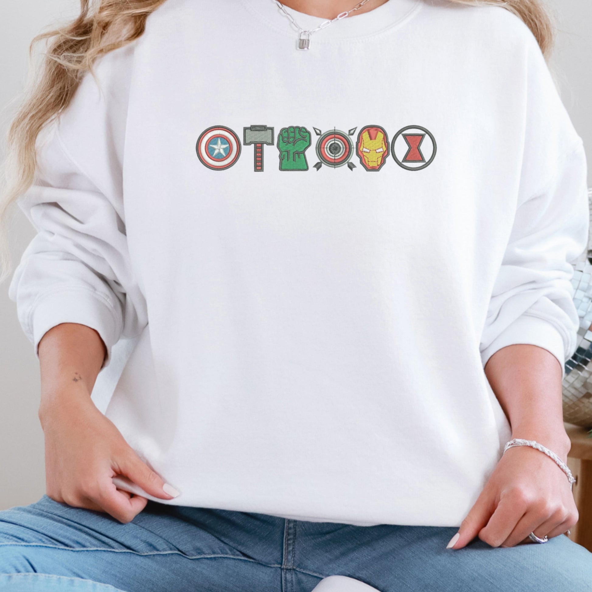 Avenger Icons White Sweatshirt
