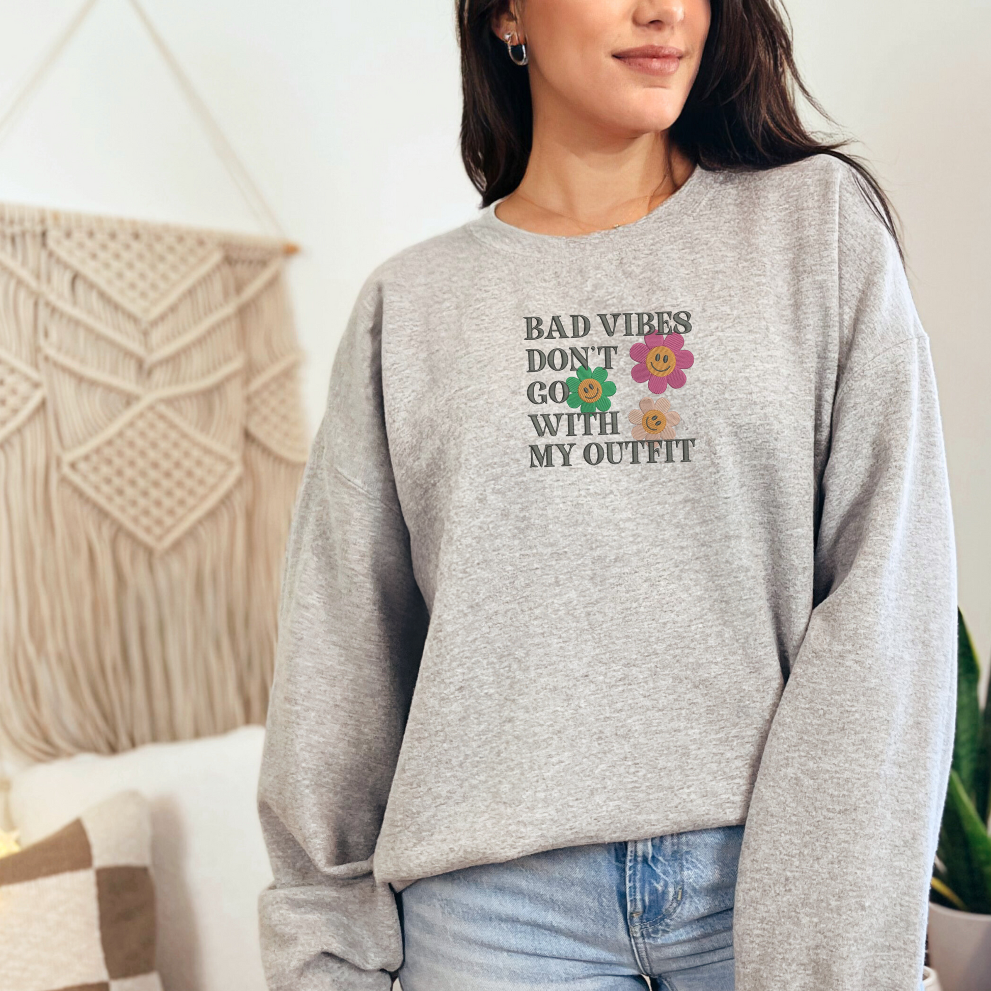 Bad Vibes Grey Sweatshirt