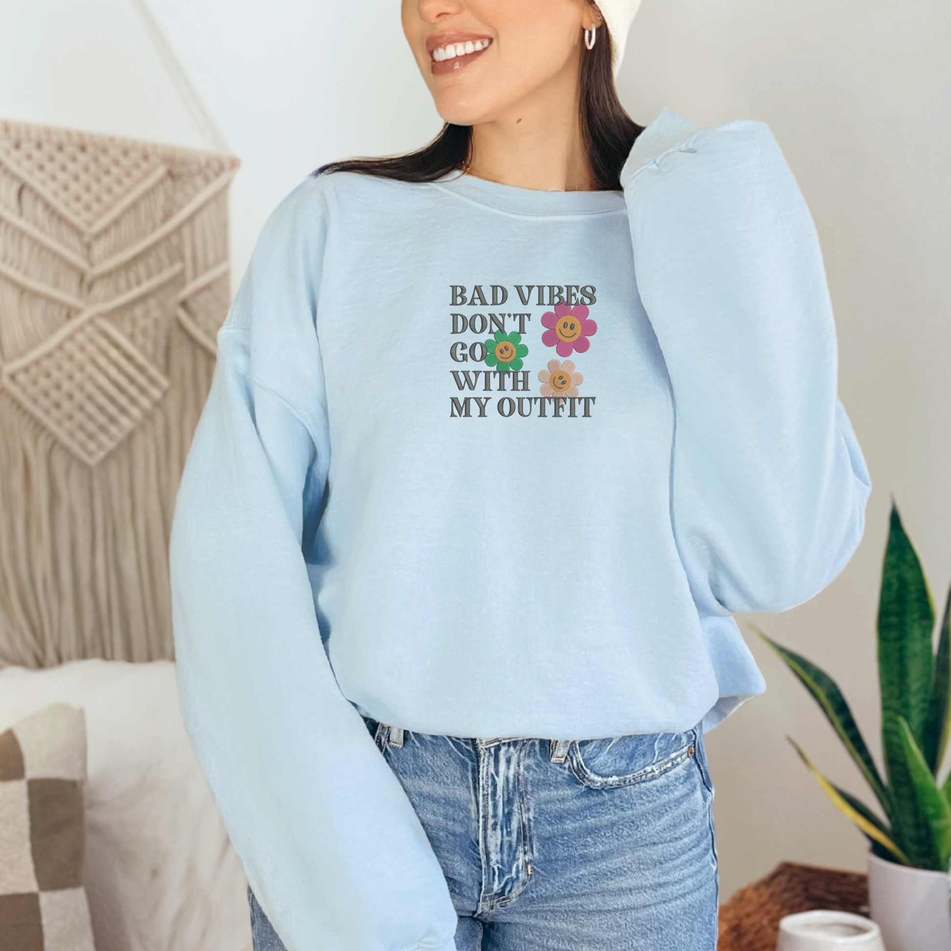 Bad Vibes Light Blue Sweatshirt