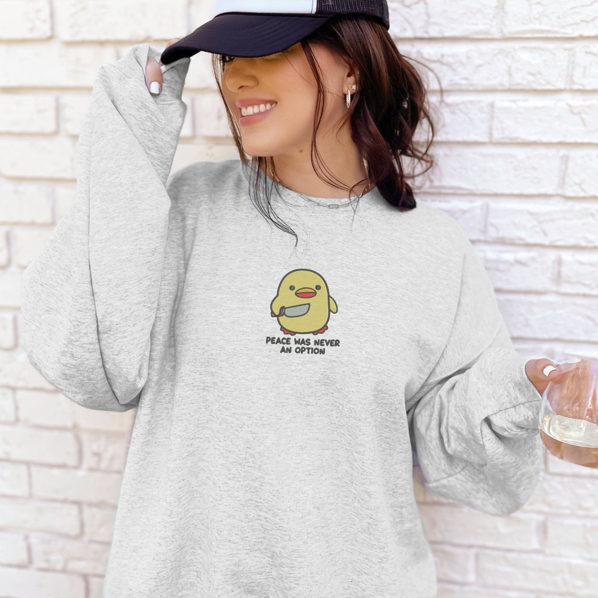 Funny Peace Duck Grey Sweatshirt