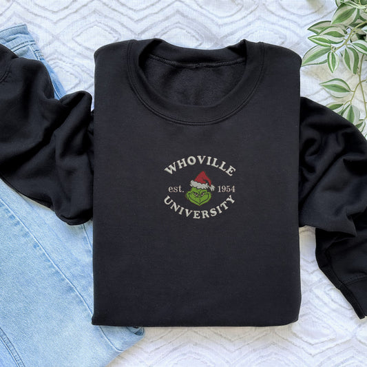 Grinch Whoville University Black Sweatshirt