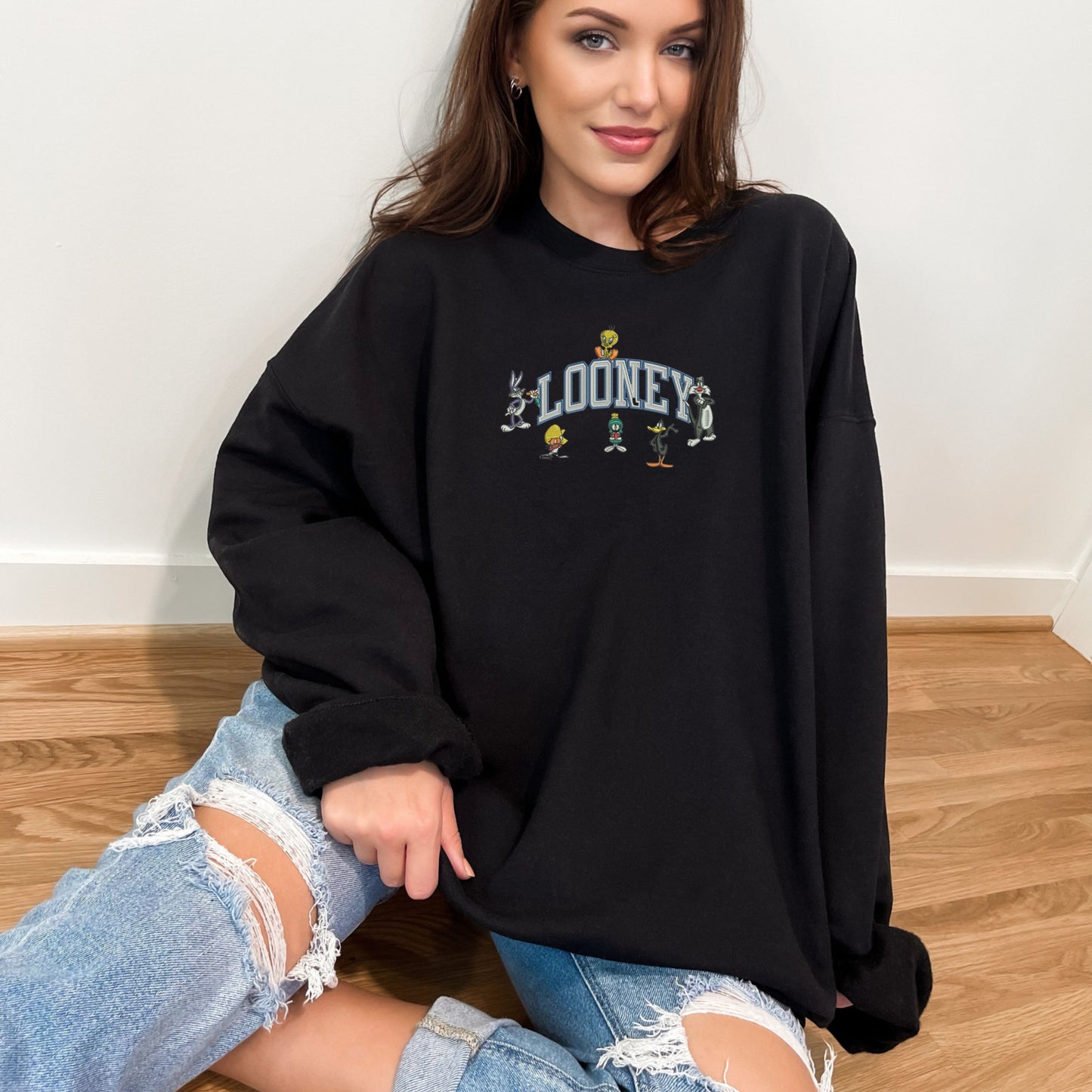 Looney Text Black Sweatshirt