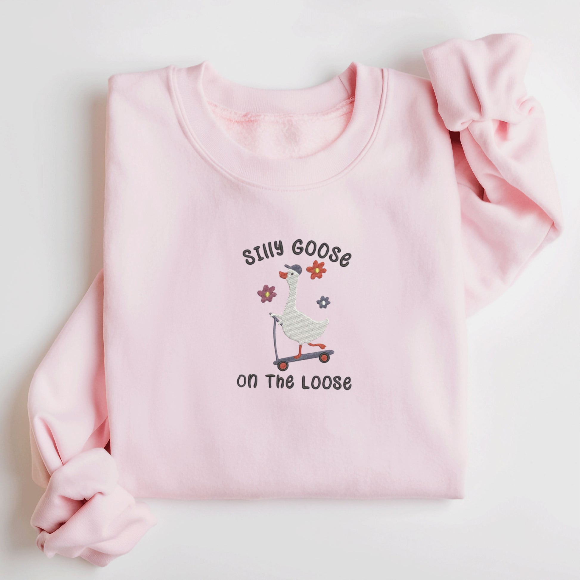 Silly Goose Skateboard Light Pink Sweatshirt